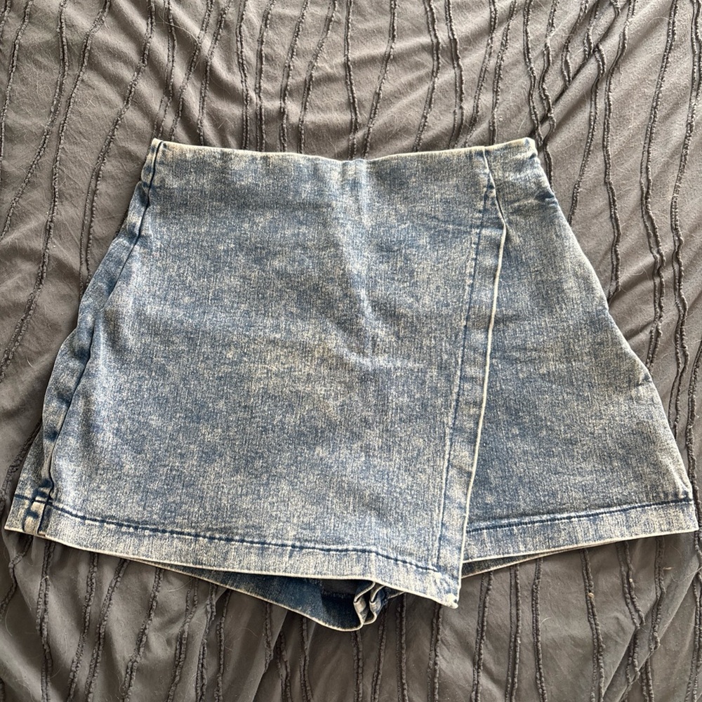 Jealous Tomato Asymmetrical Denim Skort - Blue